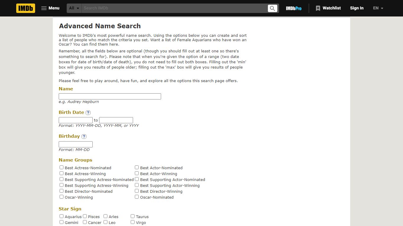 IMDb: Advanced Name Search - IMDb